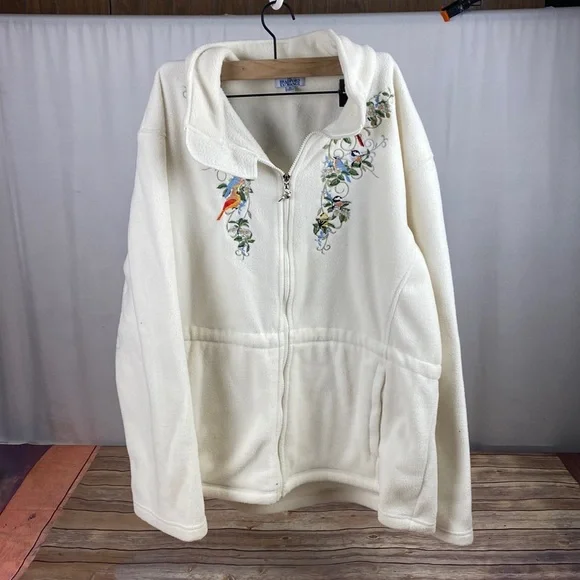 3X wild bird embroidered Bradford Exchange full-Zip fleece - Picture 3 of 4